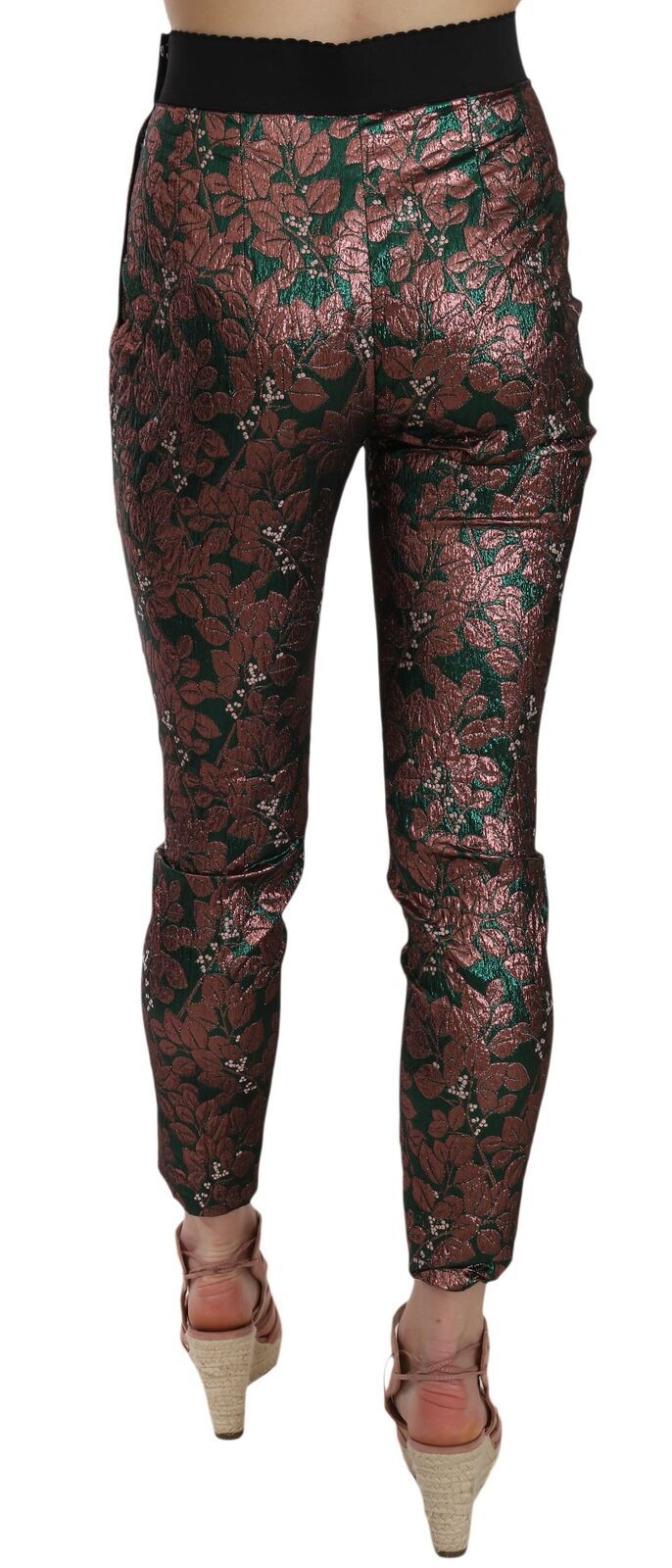 Multicolor iridescent brocade jacquard crop trousers by Dolce & Gabbana featuring vibrant, textured fabric and tailored fit.