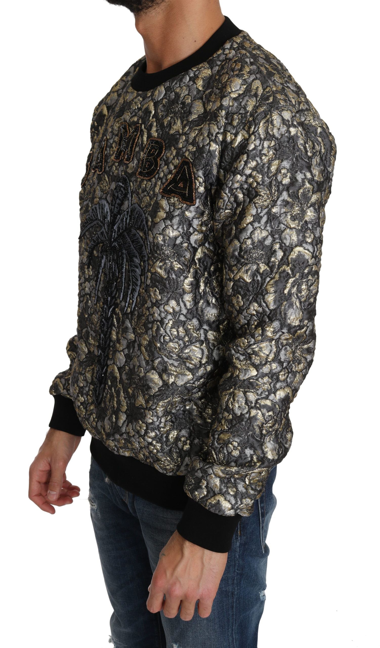 Multicolor Dolce & Gabbana Samba Jacquard Palmtree Pullover Sweater with vibrant palm tree pattern and textured knit fabric.