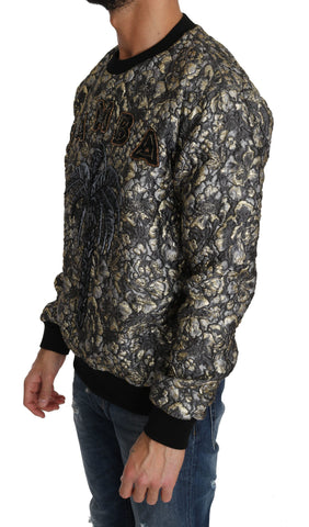 Multicolor Dolce & Gabbana Samba Jacquard Palmtree Pullover Sweater with vibrant palm tree pattern and textured knit fabric.