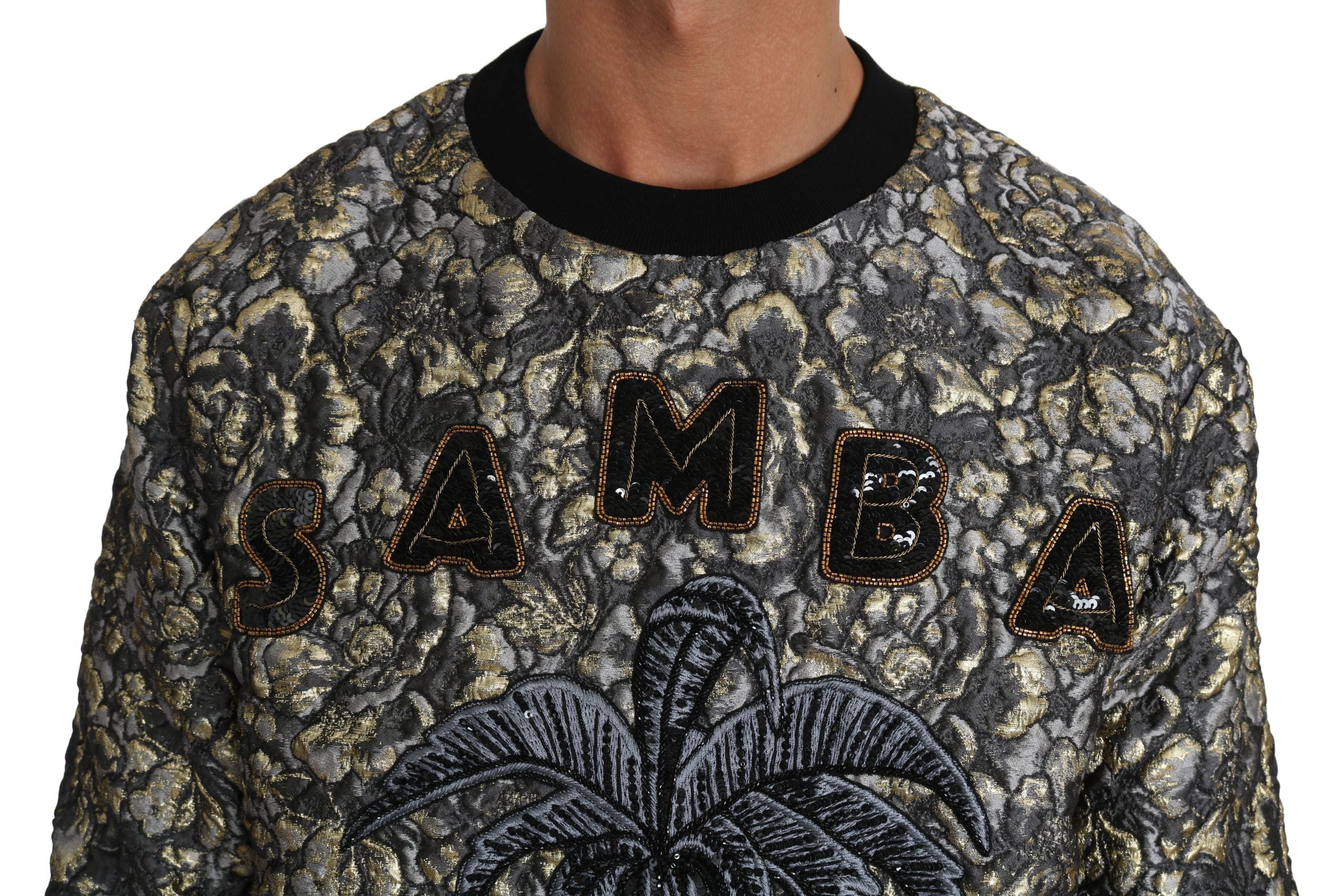 Multicolor SAMBA Jacquard Palmtree Dolce & Gabbana pullover sweater with vibrant palm tree pattern and textured knit fabric.