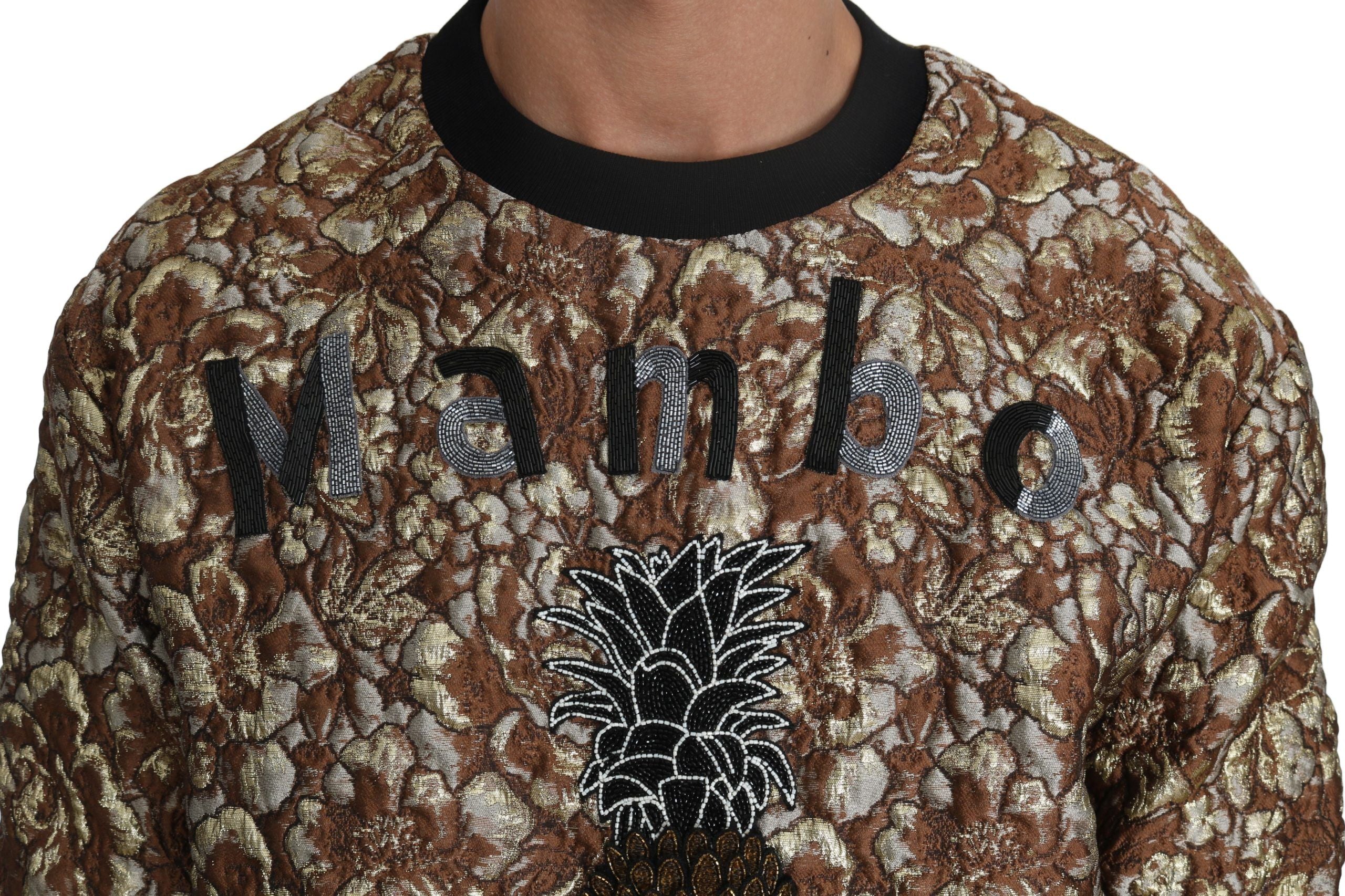 Multicolor MAMBO Jacquard Pineapple Dolce & Gabbana pullover sweater with vibrant pineapple pattern and textured knit fabric.