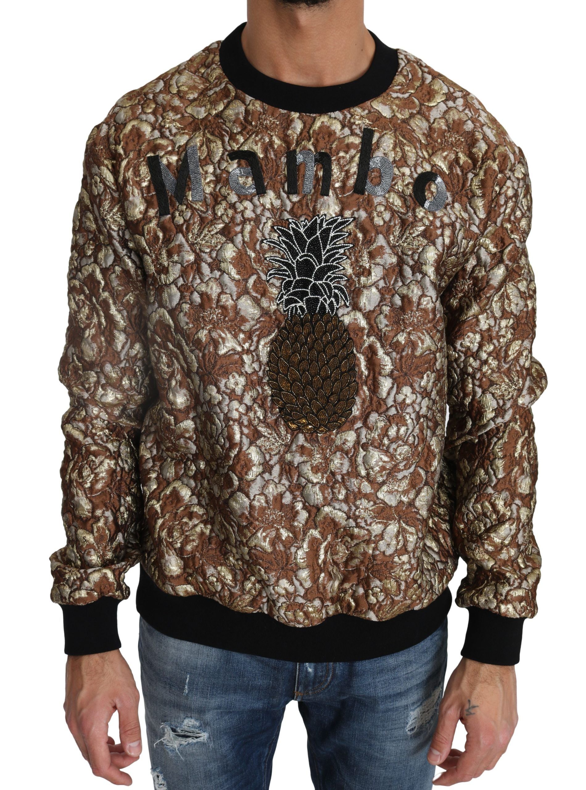 Multicolor MAMBO Jacquard Pineapple Dolce & Gabbana pullover sweater with vibrant pineapple pattern and intricate jacquard design.