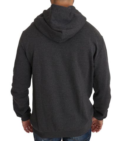 Gray hooded Dolce & Gabbana sweater with red crystal heart and gun embellishments, casual and stylish fashion piece.