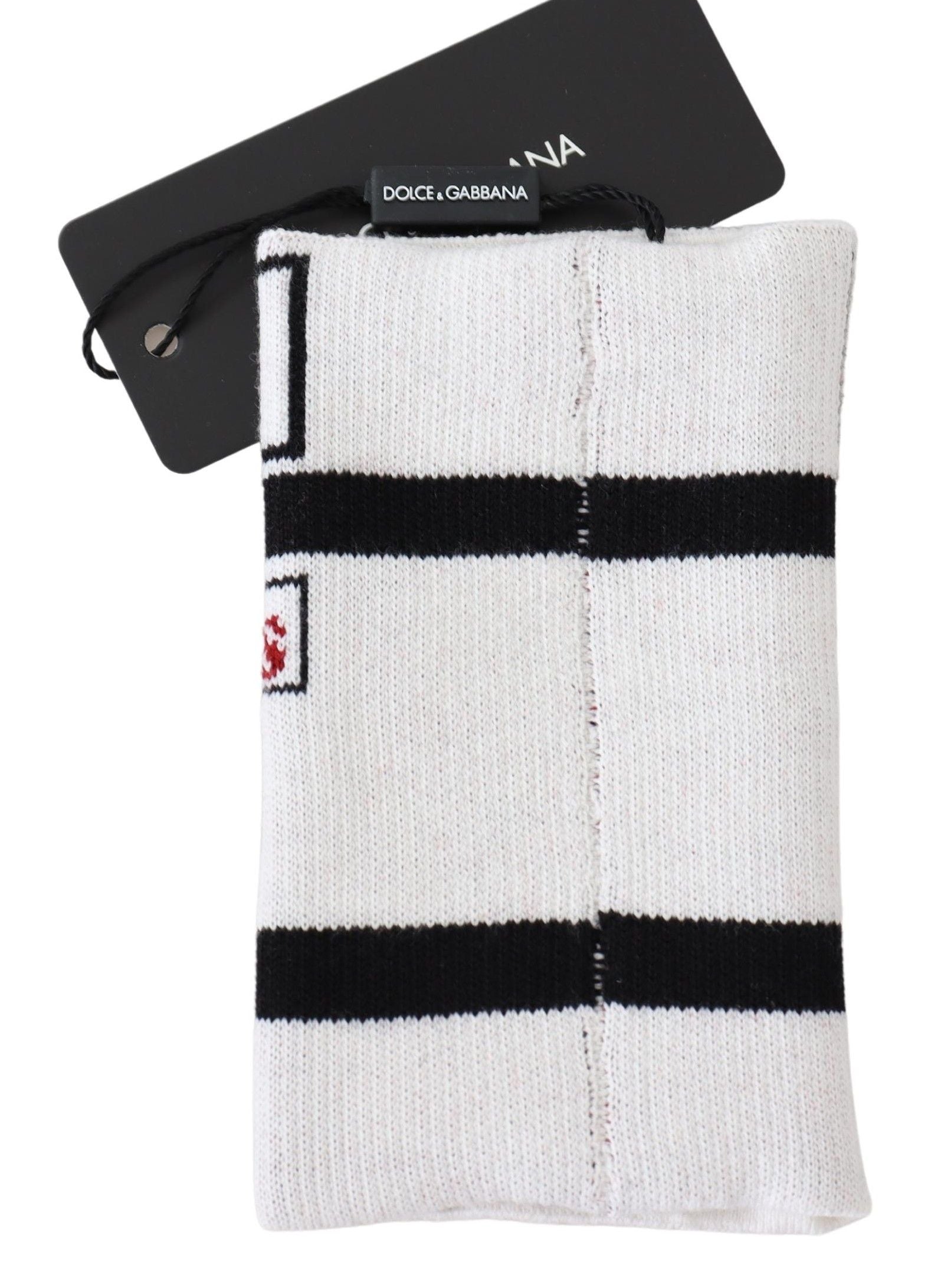 Multicolor wool knit D&G Love wristband wrap featuring vibrant patterns and soft texture, stylish accessory for fashion enthusiasts.