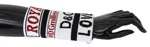 Multicolor wool knit D&G Love wristband wrap with vibrant stripes and textured knit design, stylish accessory from Dolce & Gabbana.