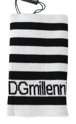 Black and white wool wristband wrap by Dolce & Gabbana, featuring a stylish and textured accessory for the wrist.