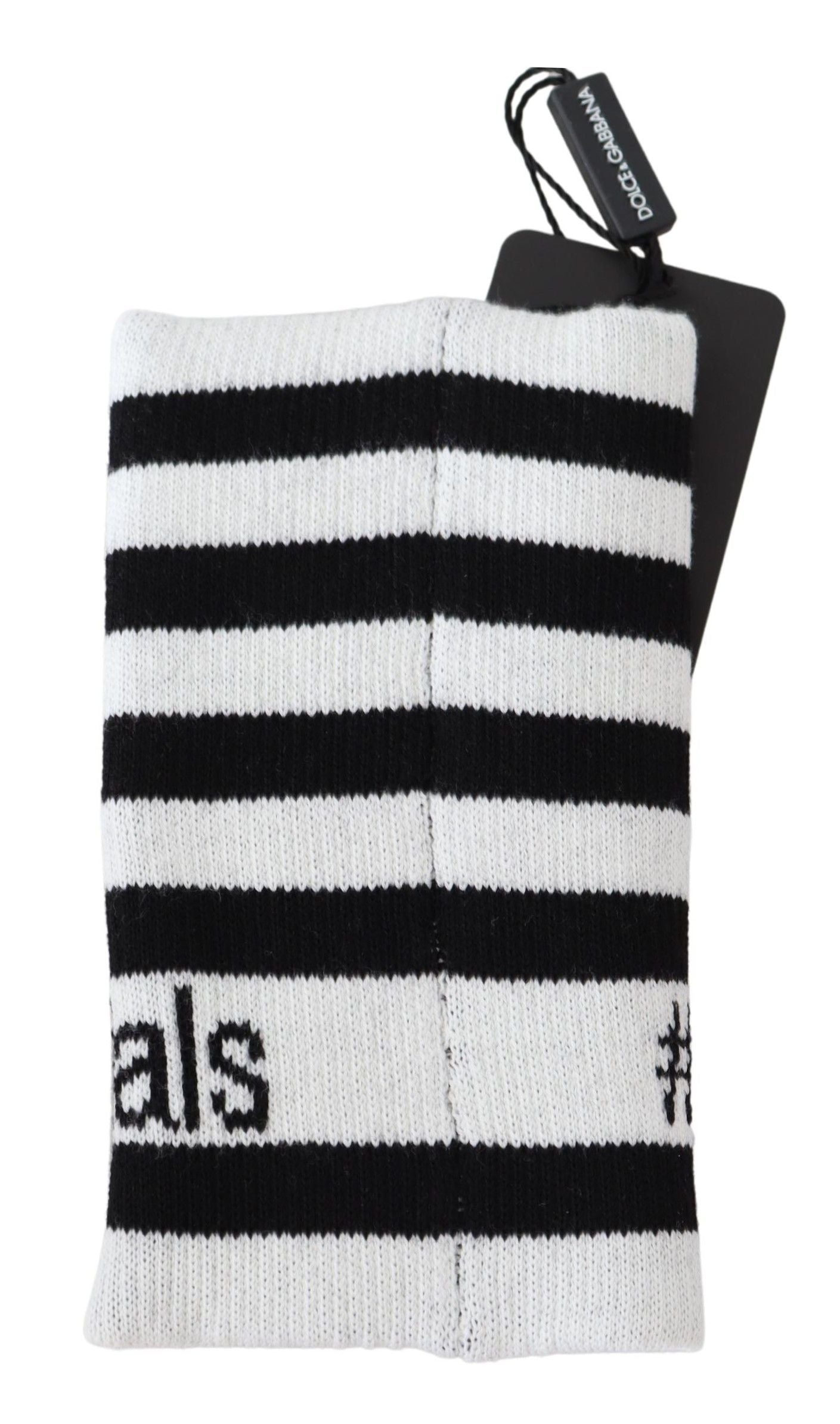 Black and white wool wristband wrap from Dolce & Gabbana DGMillennials collection, featuring a stylish and textured design.