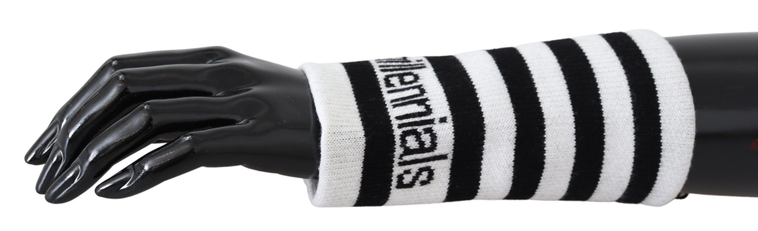 Black and white wool Dolce & Gabbana DGMillennials wristband wrap with textured fabric and branding details.
