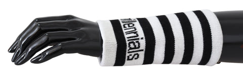 Black and white wool Dolce & Gabbana DGMillennials wristband wrap with textured fabric and branding details.