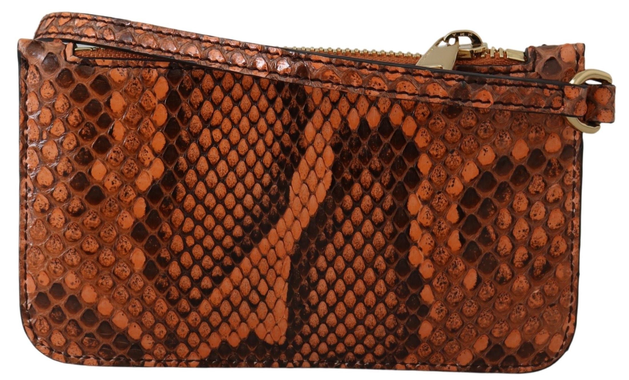 Brown leather coin purse wristlet with mirror, Dolce & Gabbana Agnese wallet featuring compact design and elegant craftsmanship.