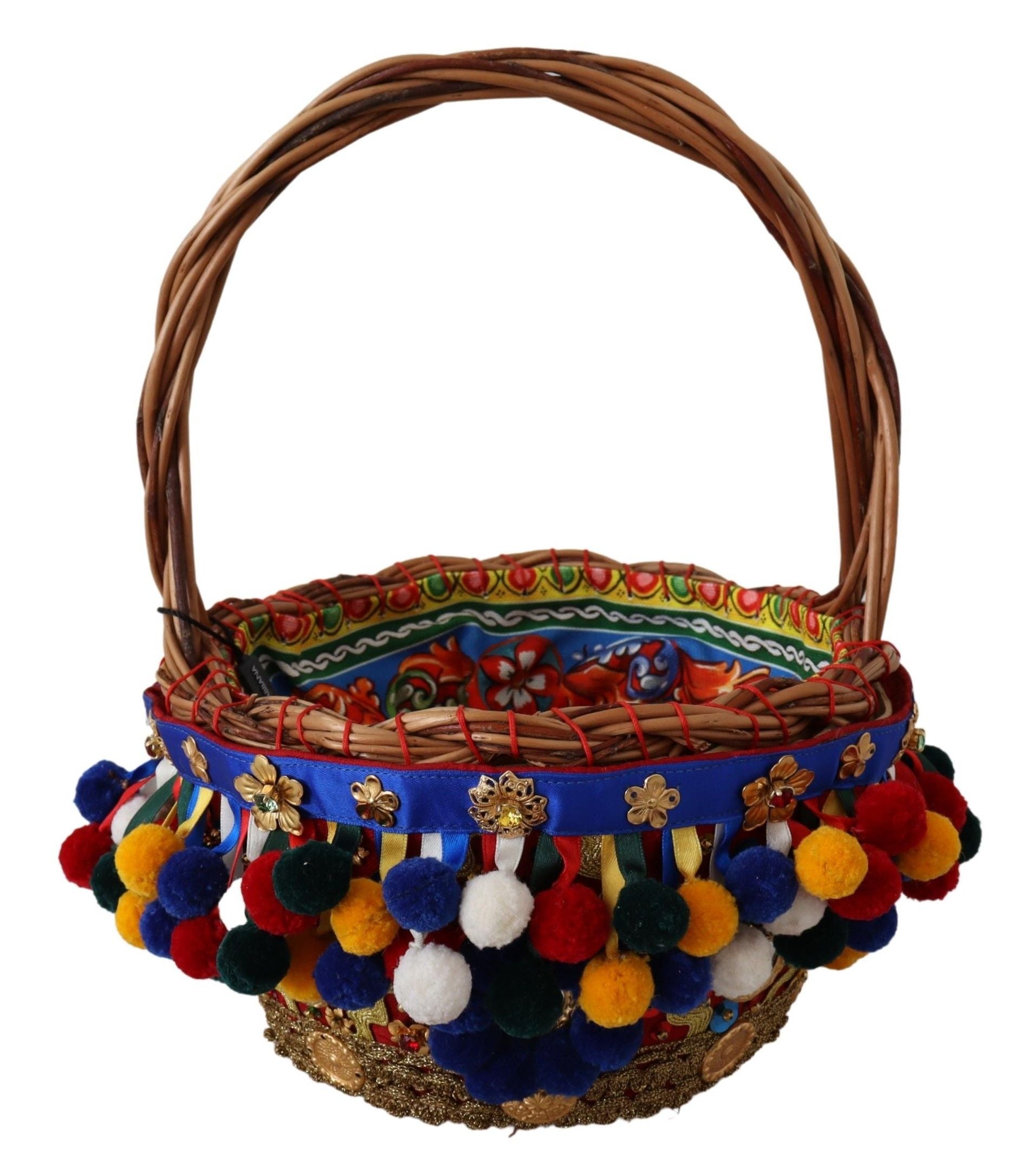 Multicolor cotton tote bag with embellished details from Dolce & Gabbana, featuring a spacious Agnese basket design.