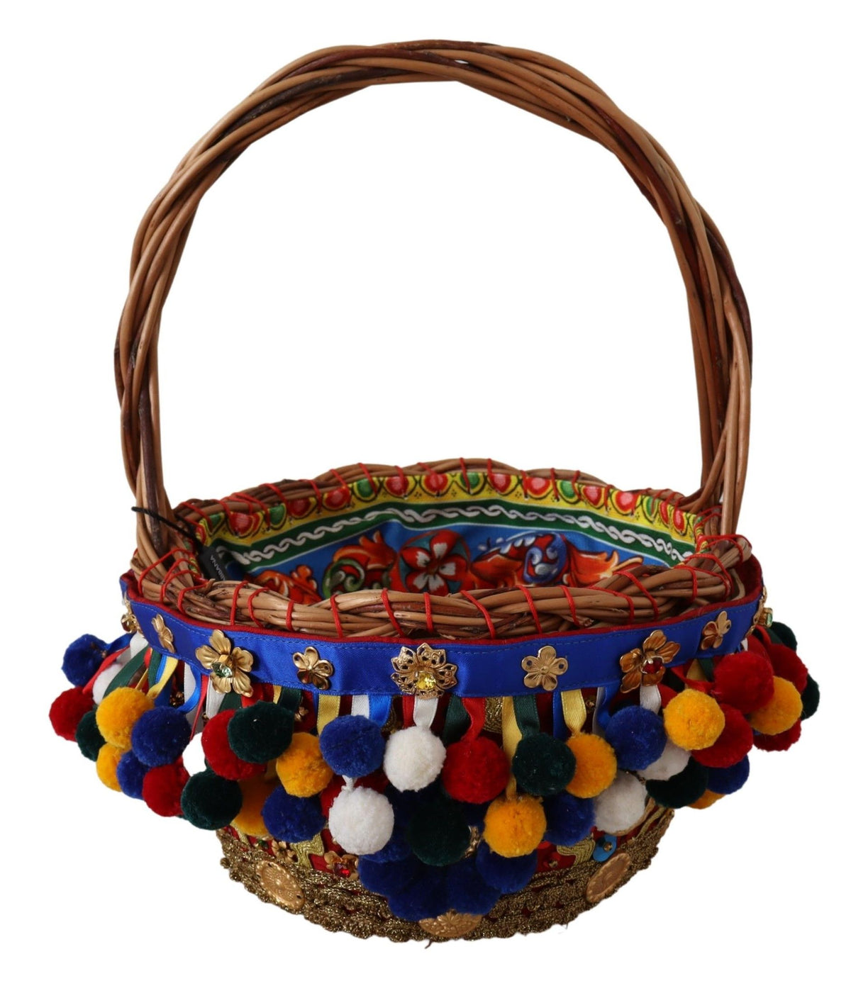 Multicolor cotton tote bag with embellished details from Dolce & Gabbana, featuring a spacious Agnese basket design.