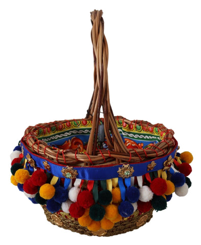 Multicolor cotton tote bag with embellished design by Dolce & Gabbana, featuring a spacious Agnese basket style and vibrant patterns.