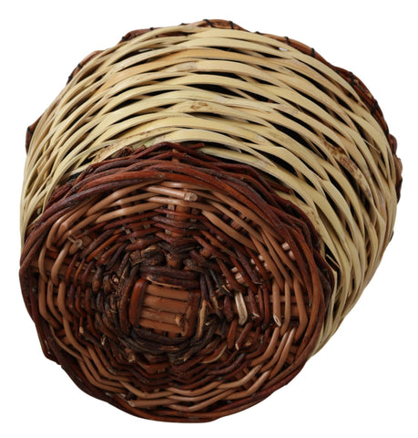 Beige wood wicker rattan tote bag by Dolce & Gabbana with woven handle and open top design.