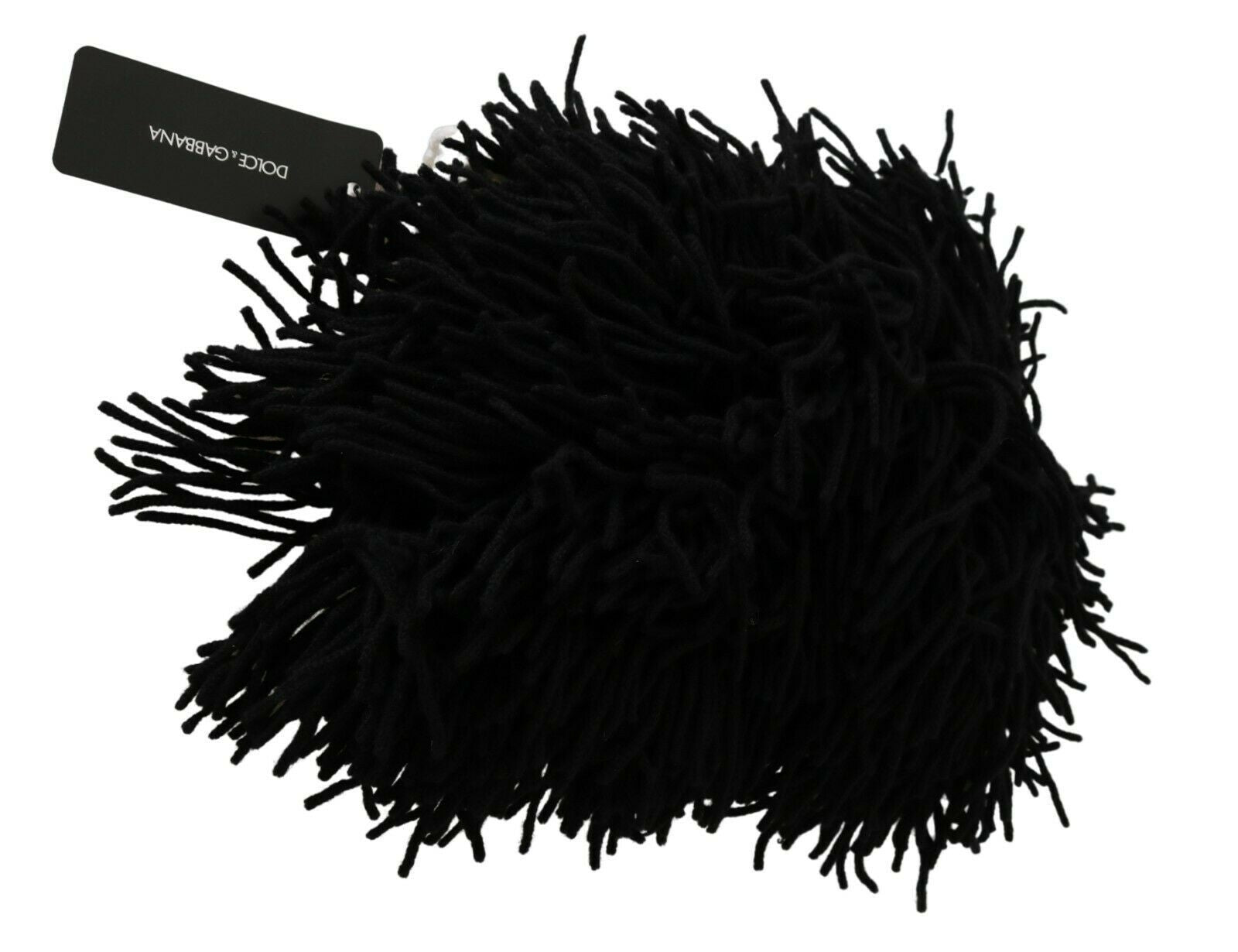 Black and white knitted cashmere animal design hat by Dolce & Gabbana, featuring cozy texture and playful animal motifs.