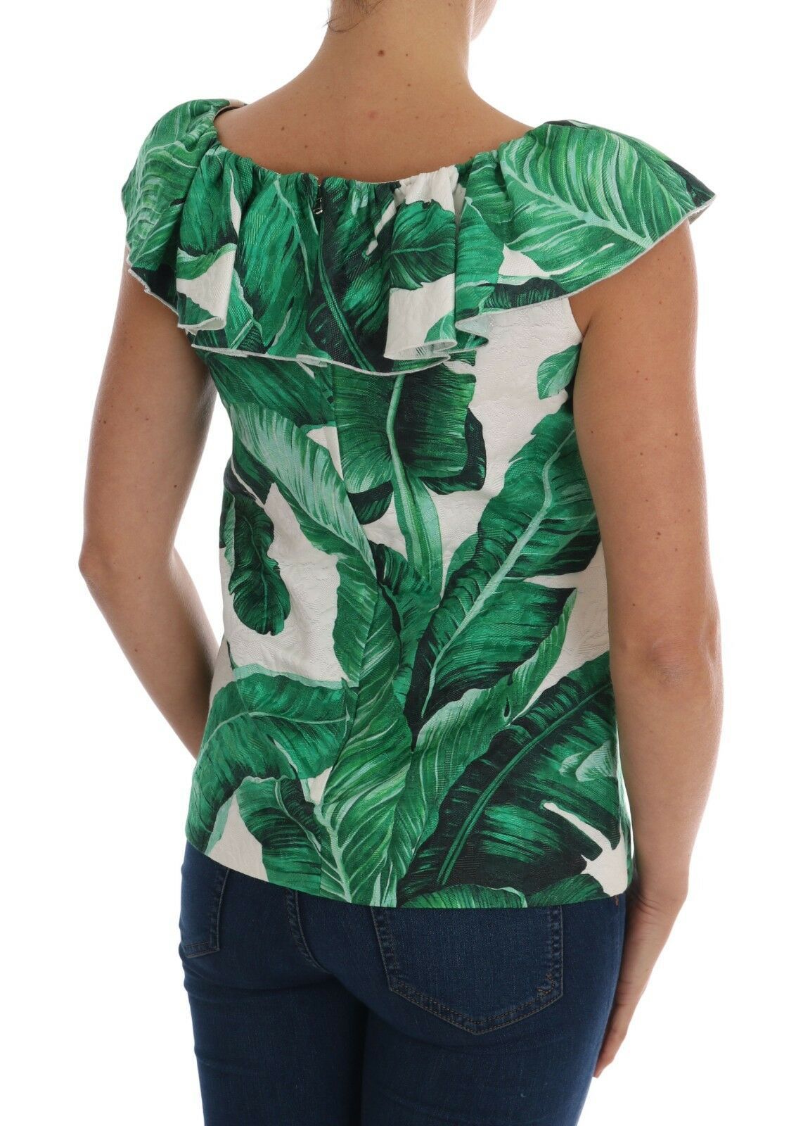Dolce & Gabbana pineapple and banana sequins blouse T-shirt with colorful fruit design and shimmering embellishments.