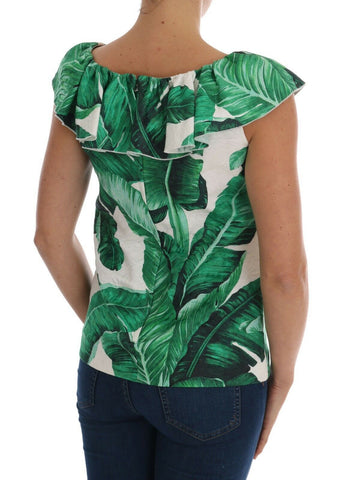Dolce & Gabbana pineapple and banana sequins blouse T-shirt with colorful fruit design and shimmering embellishments.