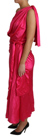 Pink fitted one-shoulder midi dress by Dolce & Gabbana, showcasing elegant design and sleek silhouette.
