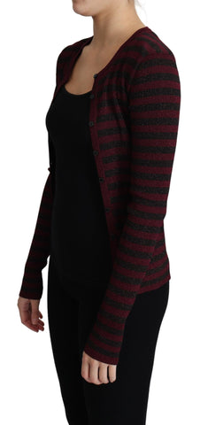 Black and red striped viscose cardigan sweater by Dolce & Gabbana, featuring a cozy, stylish design with button details.