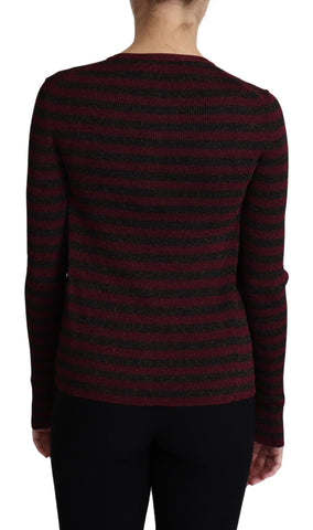 Black and red striped viscose cardigan sweater by Dolce & Gabbana, featuring a button-up front and ribbed cuffs.
