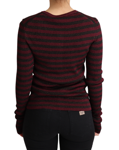 Black and red striped viscose cardigan sweater by Dolce & Gabbana, featuring a cozy fit and stylish pattern.