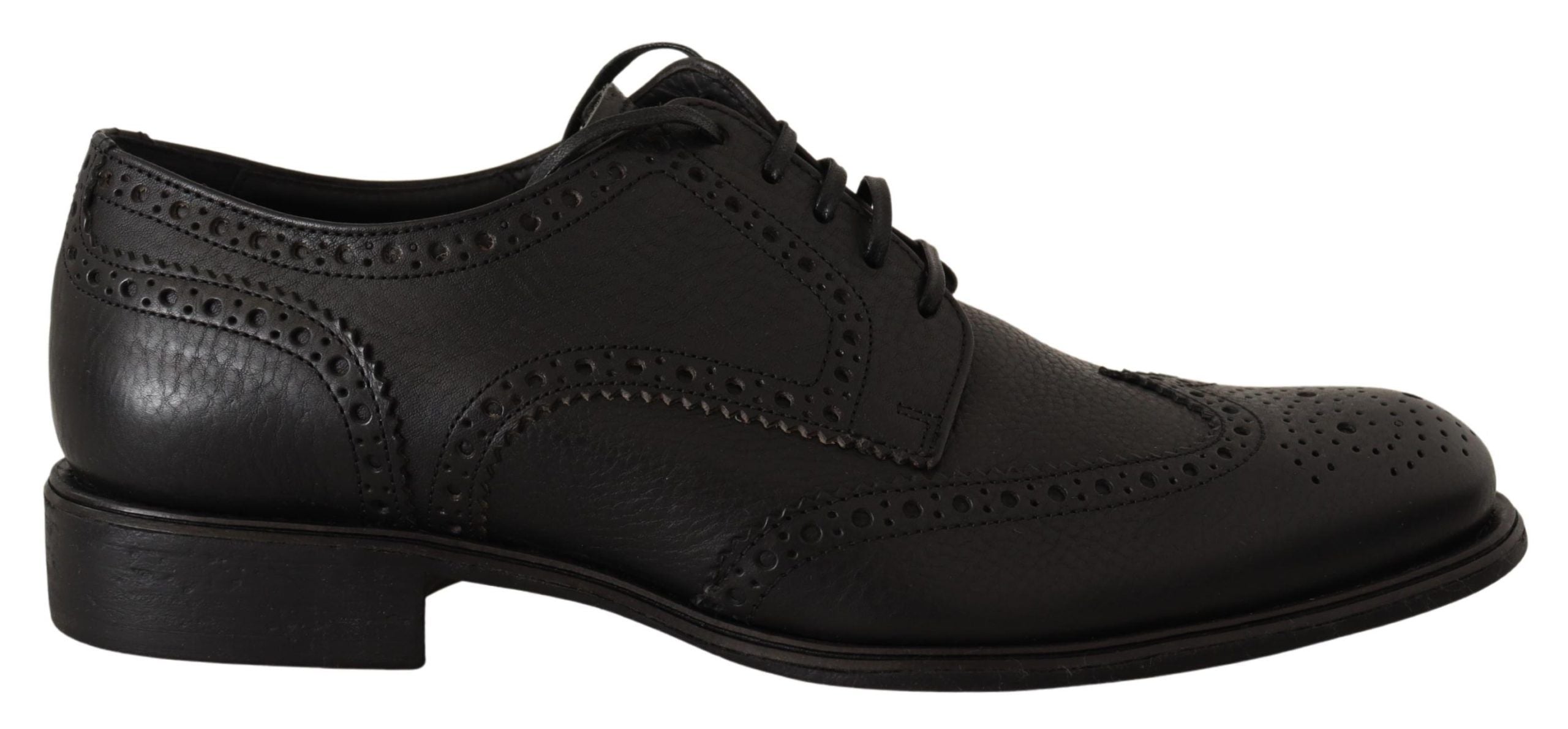 Black leather Oxford wingtip formal dress shoes by Dolce & Gabbana, featuring classic wingtip detailing and sleek design.