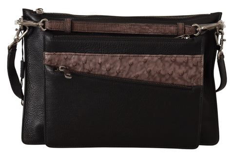 Black exotic leather Dolce & Gabbana Alta Sartoria shoulder sling bag with sleek design and gold-tone hardware.
