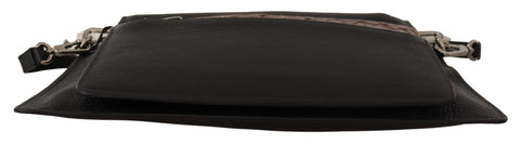 Black exotic leather shoulder sling bag by Dolce & Gabbana, featuring a sleek design and stylish metal hardware.