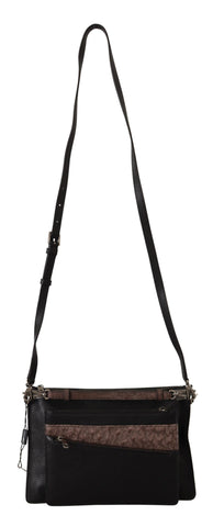 Black exotic leather shoulder sling bag by Dolce & Gabbana with sleek design and gold-tone hardware.