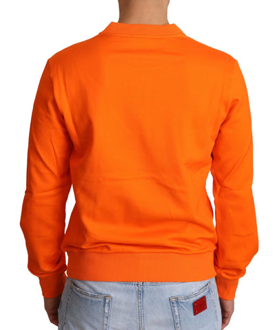Orange King Ceasar cotton pullover sweater by Dolce & Gabbana, featuring a classic crewneck design and bold king motif.