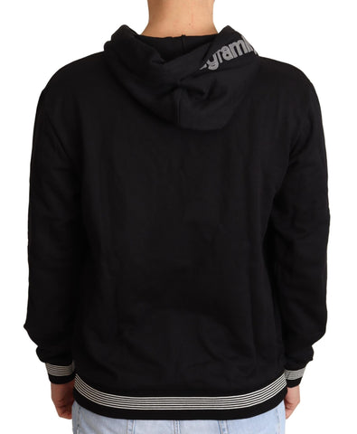Black cotton hooded sweater from Dolce & Gabbana's #dgfamily collection, featuring a casual fit and textured fabric.