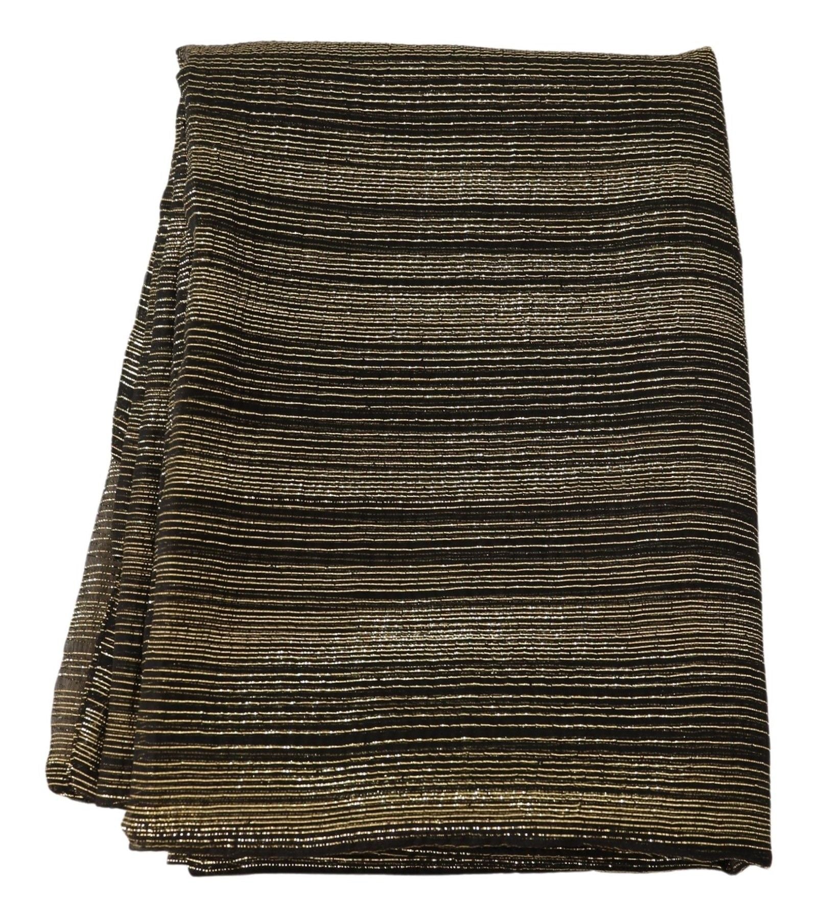 Golden metallic silk stretch shawl wrap scarf by Dolce & Gabbana draped elegantly, showcasing its luxurious shine and smooth fabric.