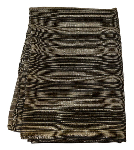Golden metallic silk stretch shawl wrap scarf by Dolce & Gabbana draped elegantly, showcasing its luxurious shine and smooth fabric.