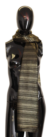 Gold silk stretch shawl wrap scarf by Dolce & Gabbana, featuring a metallic finish and elegant draping.