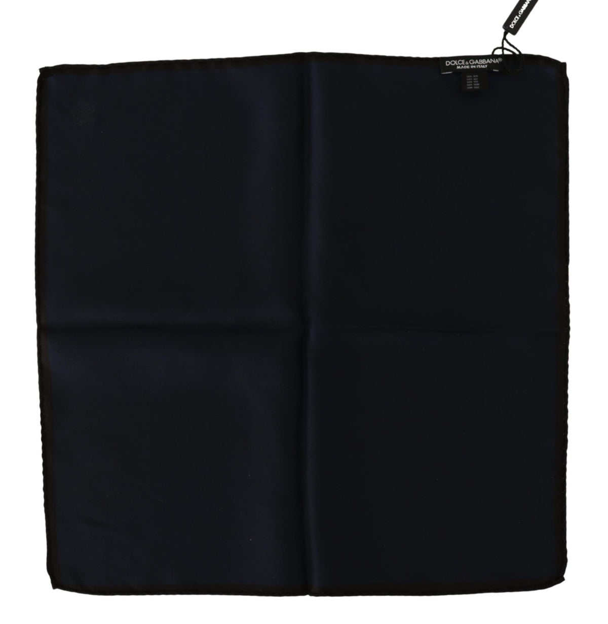 Black square silk handkerchief scarf by Dolce & Gabbana, featuring a smooth, luxurious 100% silk fabric with a classic design.