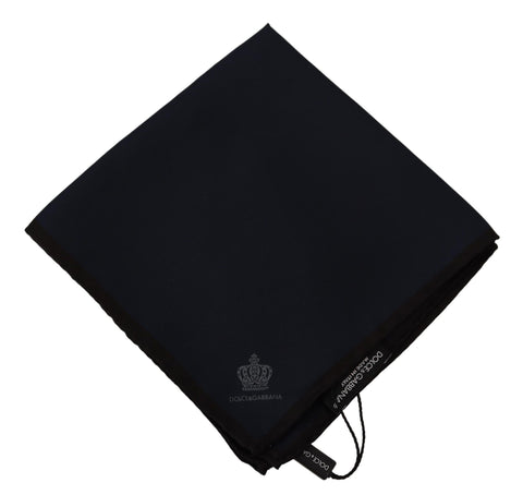 Black square silk handkerchief scarf by Dolce & Gabbana with smooth, shiny fabric and elegant design.