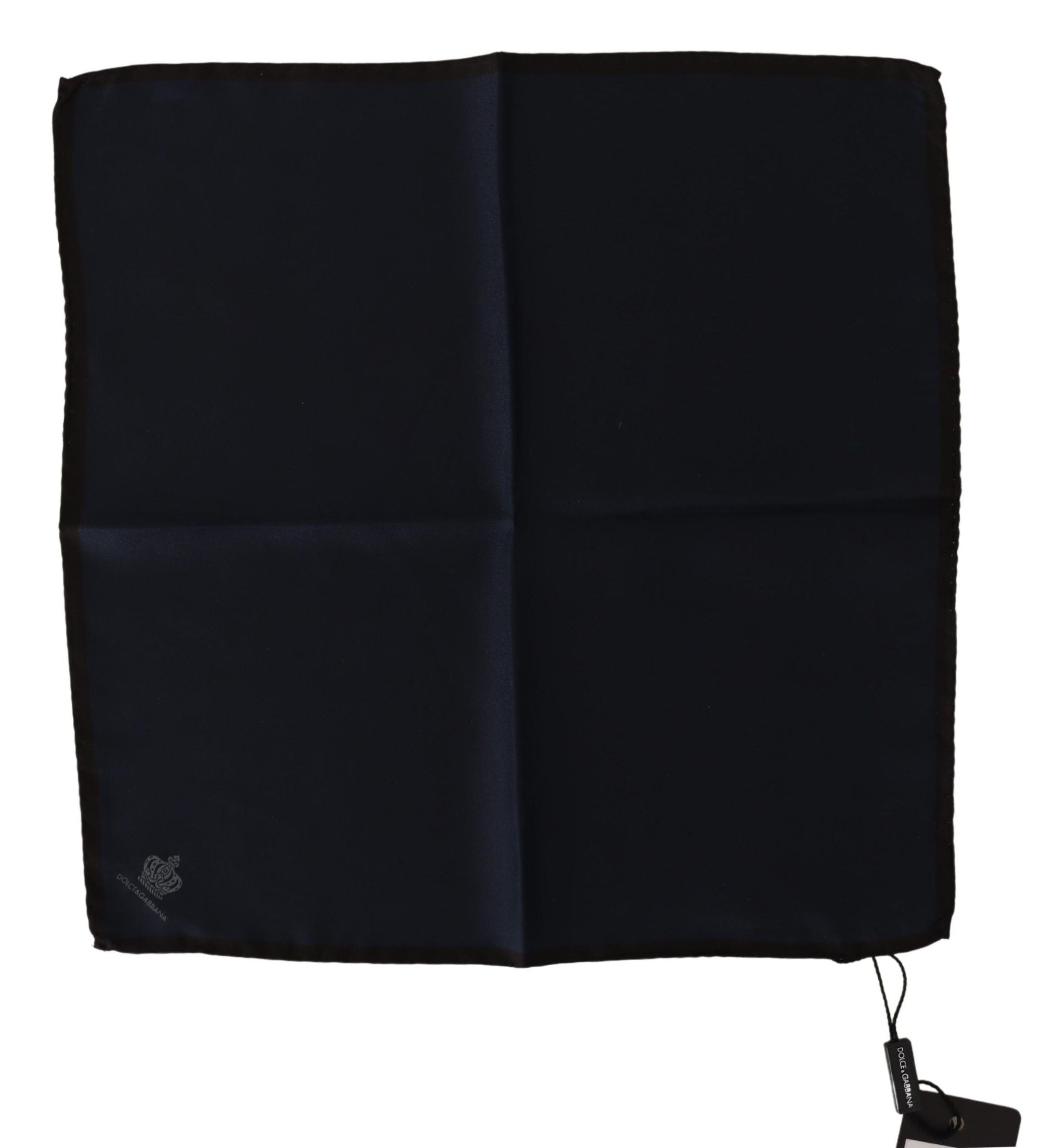 Black square silk handkerchief scarf by Dolce & Gabbana, featuring a smooth, luxurious fabric with subtle sheen and classic design.