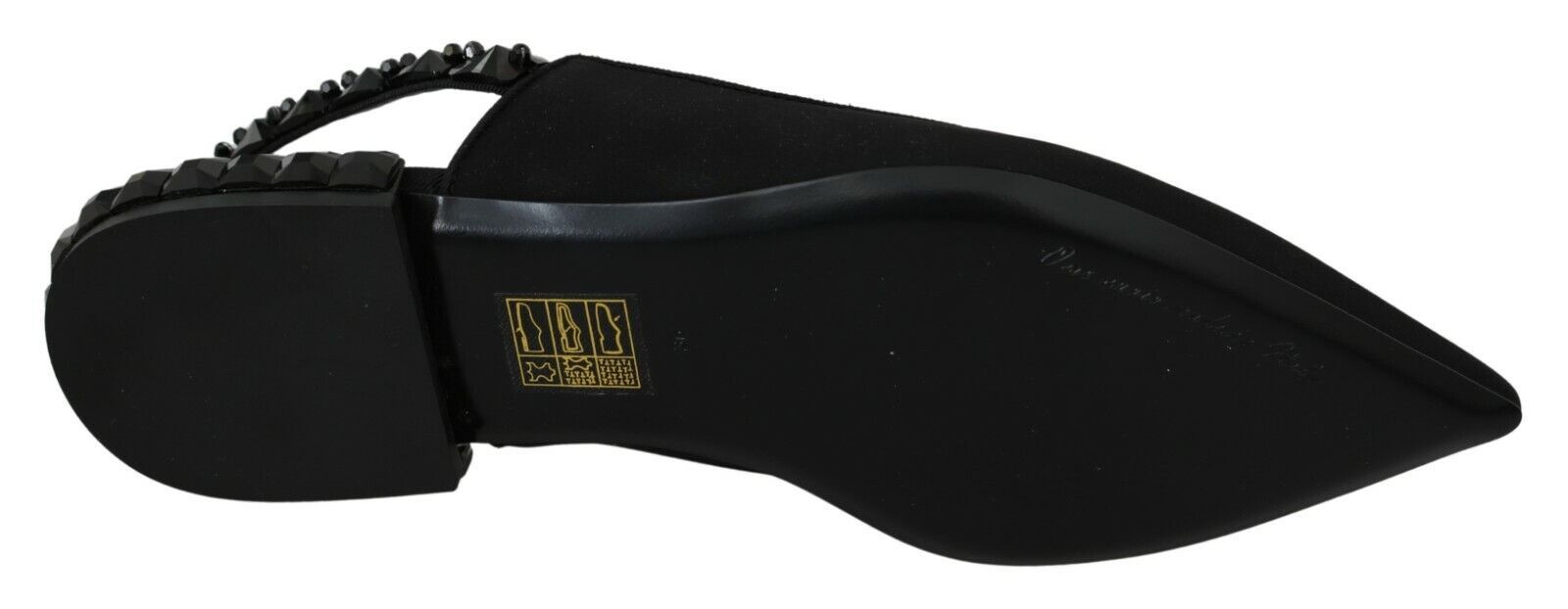 Black Dolce & Gabbana slingback flats with charmeuse fabric, featuring a sleek, elegant design and pointed toe.
