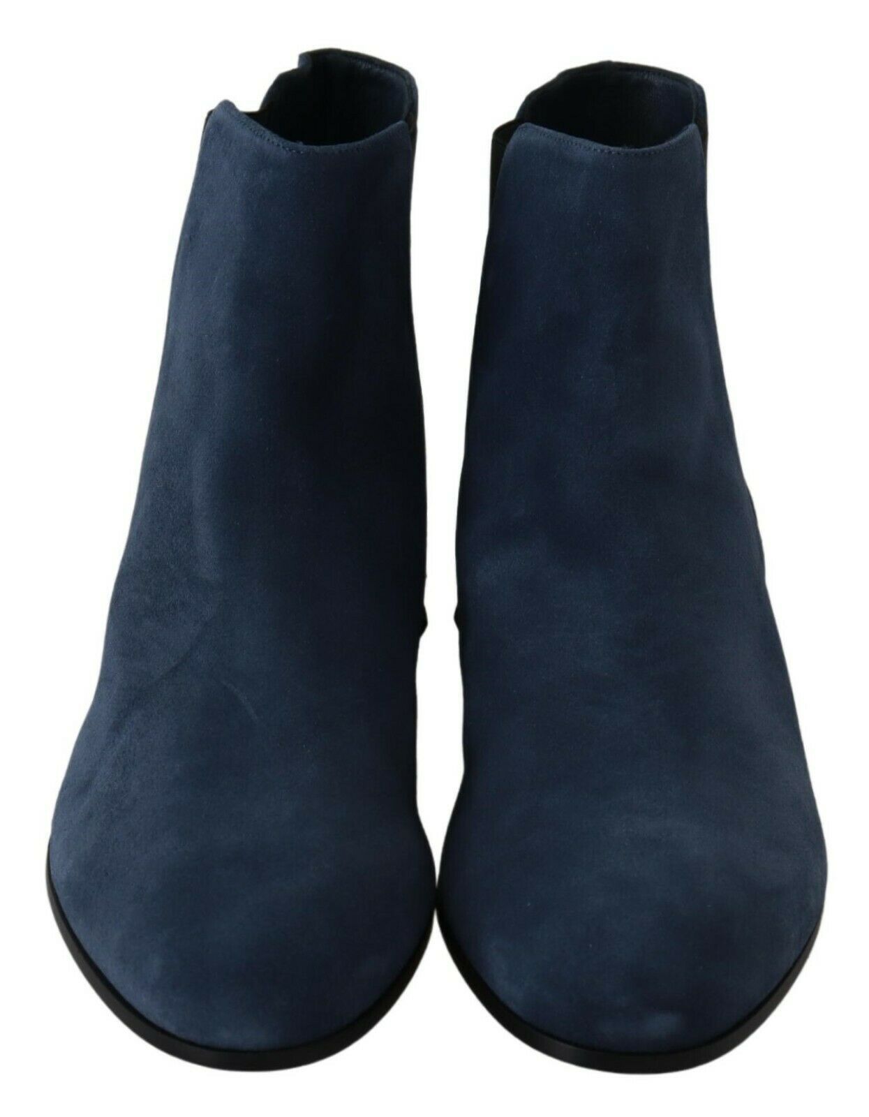 Blue suede studded boots with embellishments from Dolce & Gabbana, featuring a stylish design and pointed toe.
