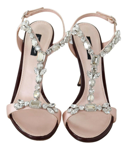 Pink crystal-embellished Keira sandals by Dolce & Gabbana featuring strappy heels and a stylish design.