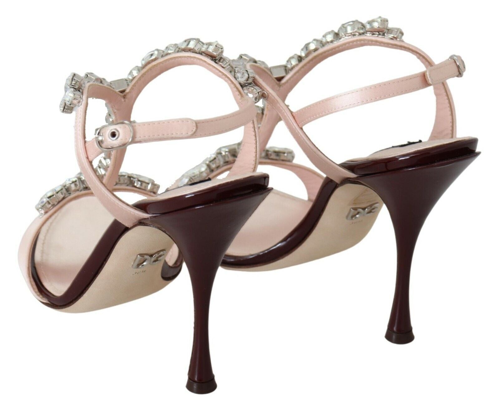 Pink crystal-embellished Keira sandals by Dolce & Gabbana featuring strappy heels and elegant design.