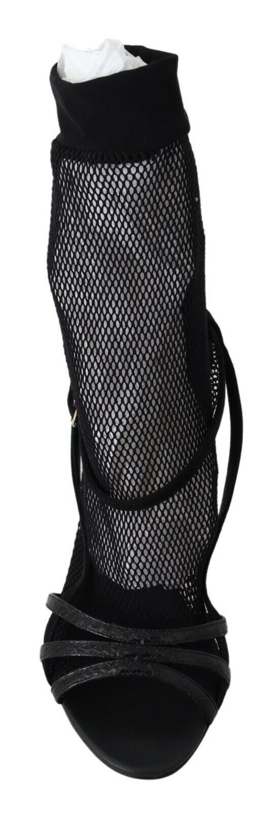 Black suede short boots sandals shoes by Dolce & Gabbana, featuring a stylish design with open toes and ankle height.