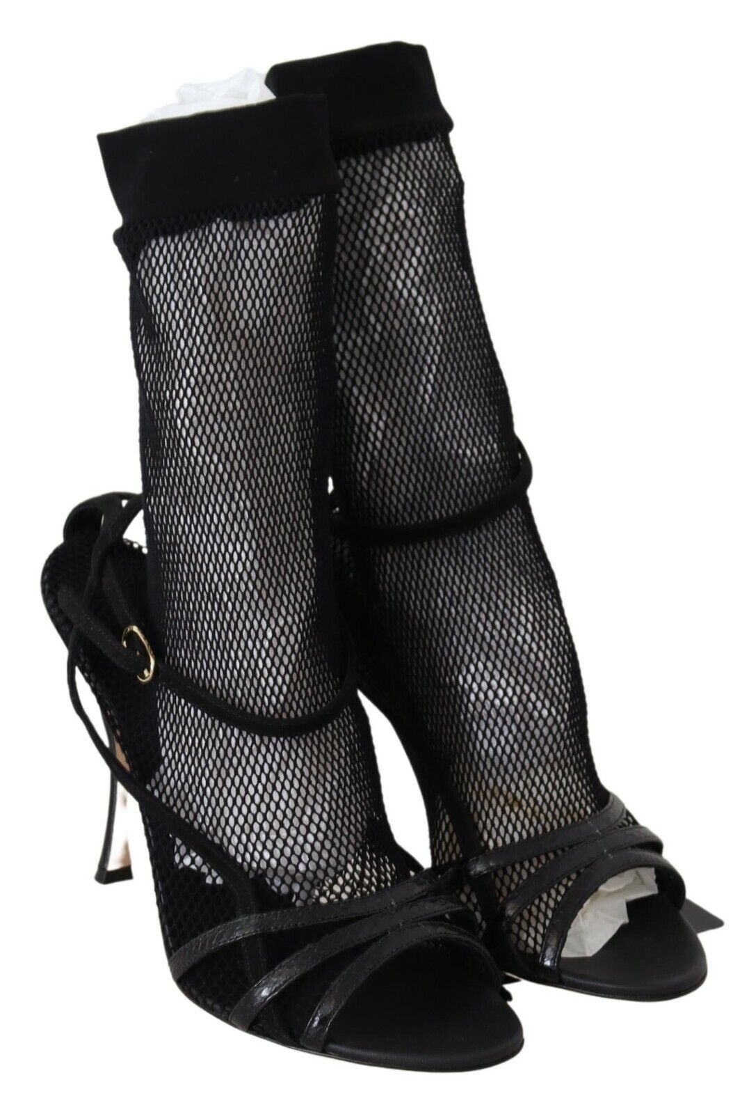 Black suede short boots sandals shoes by Dolce & Gabbana, featuring a sleek design and stylish ankle-high silhouette.