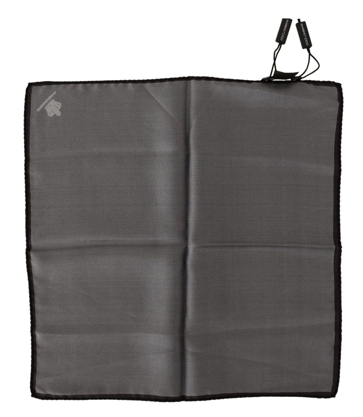 Gray 100% silk square handkerchief by Dolce & Gabbana, featuring smooth fabric and elegant fold design.