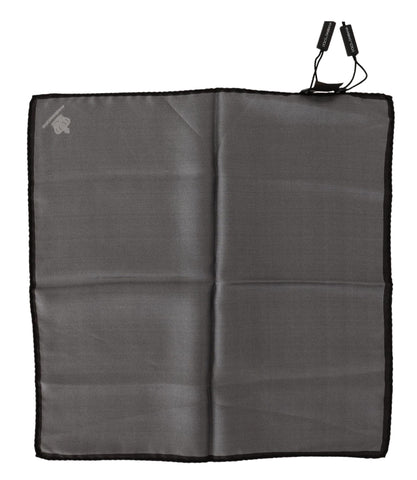 Gray 100% silk square handkerchief by Dolce & Gabbana, featuring smooth fabric and elegant fold design.