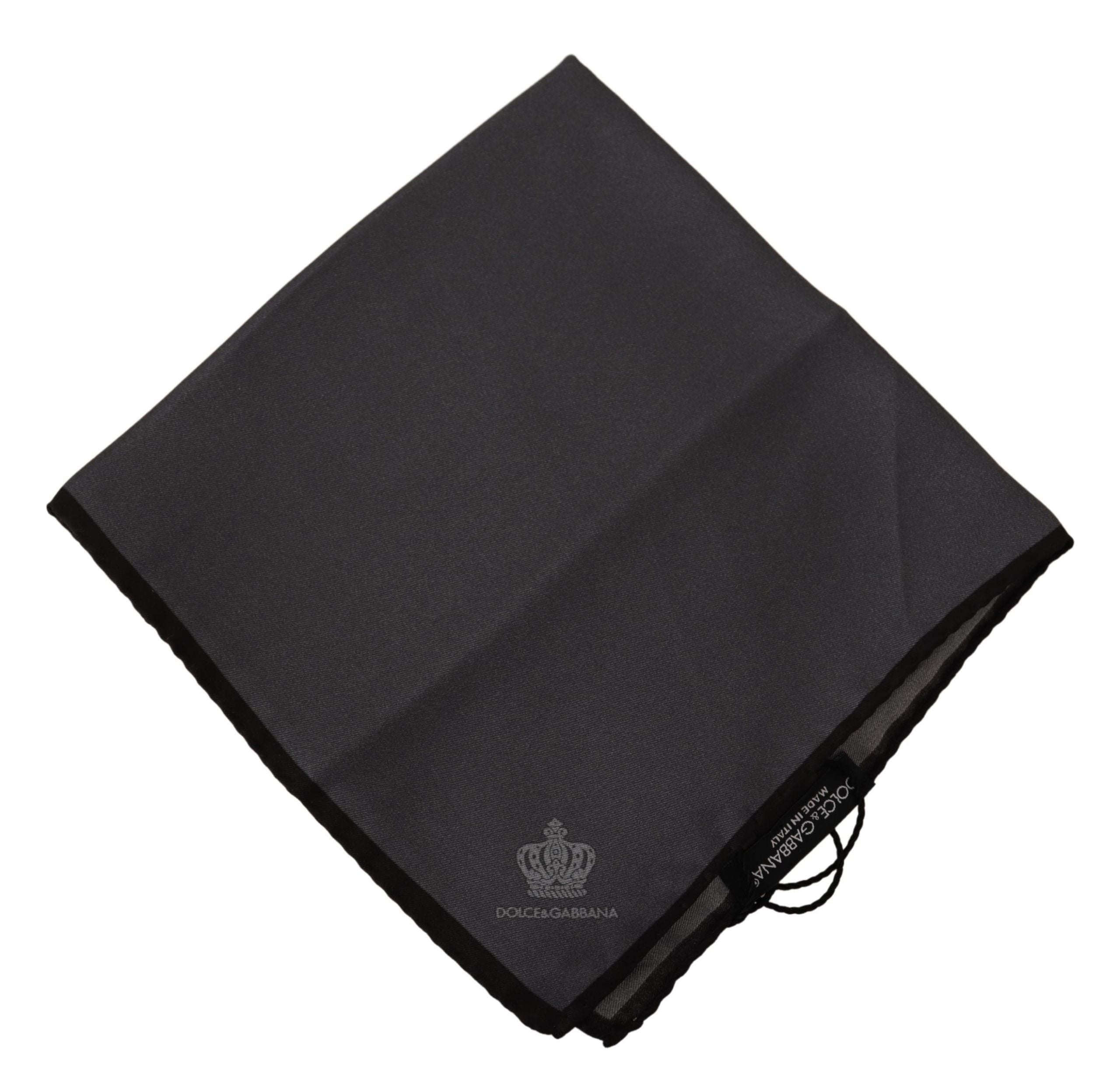 Gray 100% silk square handkerchief by Dolce & Gabbana, showcasing smooth, luxurious silk fabric with elegant edges.