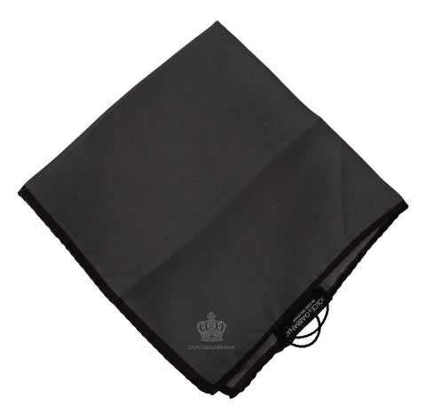Gray 100% silk square handkerchief by Dolce & Gabbana, showcasing smooth, luxurious silk fabric with elegant edges.