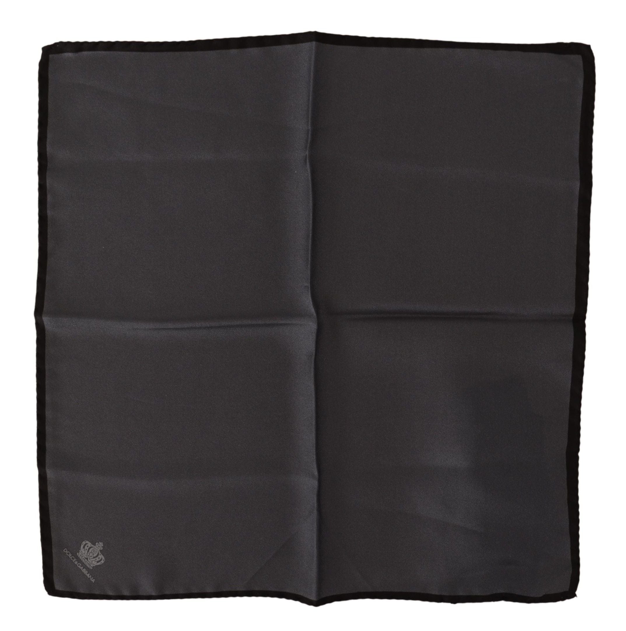 Gray 100% silk square handkerchief by Dolce & Gabbana, featuring smooth fabric and classic design.