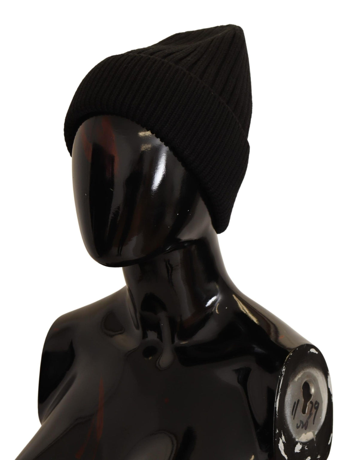 Black wool knit women's winter hat by Dolce & Gabbana, featuring a cozy, stylish design for cold weather.