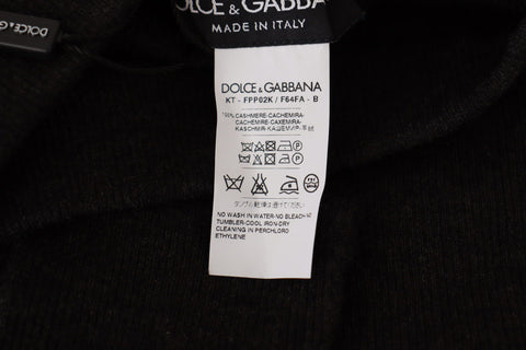 Gray cashmere tights from Dolce & Gabbana, showing close-up of soft, fitted pantyhose fabric and waistband detail.
